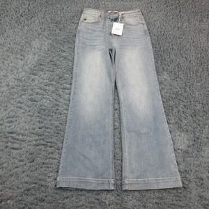 KanCan Jeans Womens 6 Light Wash High Rise Wide Leg Denim Stretch 28x30* NWT